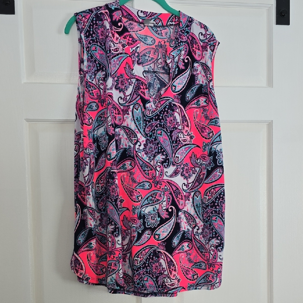 Honeyme Pink and Blue Paisley Top